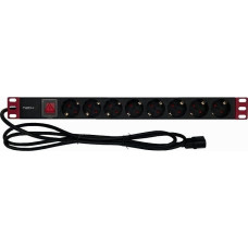 Techly Techly Listwa zasilająca Rack 1U 8x Schuko, włącznik, kabel C14 2m