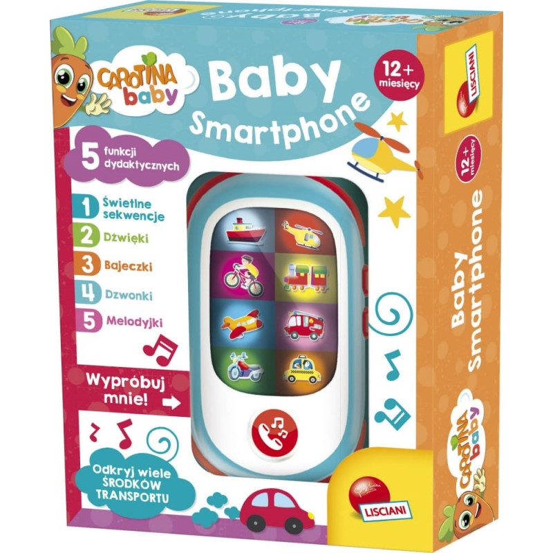 Lisciani Carotina Elektroniczny Baby Smartfon z 5 funkcjami