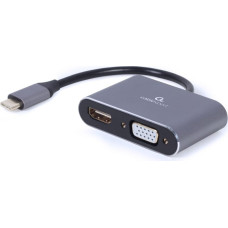 Gembird Cablexpert A-USB3C-HDMIVGA-01 video cable adapter 0.15 m USB Type-C HDMI + VGA (D-Sub) Grey