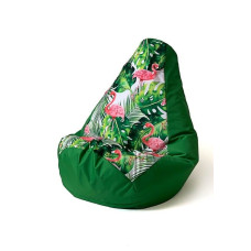 Go Gift Sako bag pouffe pear print green-flaming L 105 x 80 cm