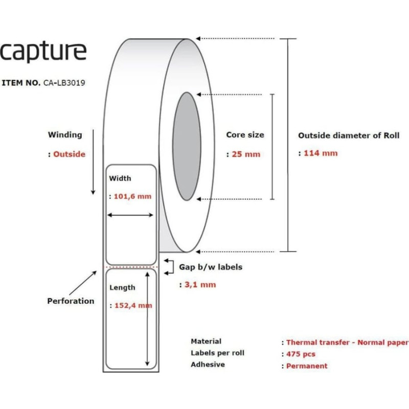 Capture Label 101,6x152,4, Core 25,