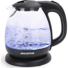 Aigostar Czajnik Aigostar  Electric Kettle Glass & Plastic 2200W 1.0L Black （Offline）VDE /Elfin