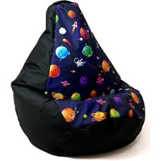 Go Gift Sako bag pouffe pear print black-planets XXL 140 x 100 cm