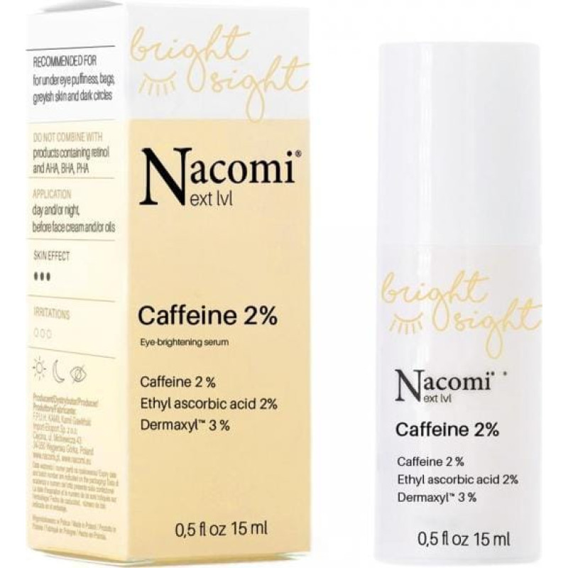 Nacomi Next Level rozświetlające serum pod oczy z kofeiną 2% 15ml