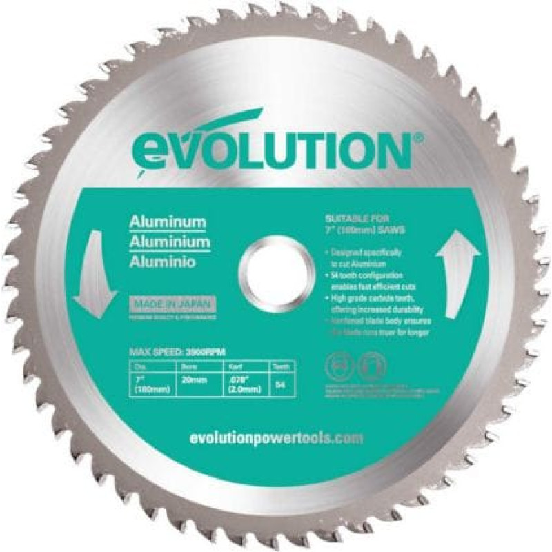 Evolution Piła widiowa TCT do cięcia aluminium 180mm 54z (EVO-180-54-A)