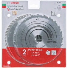 Bosch Piła Tarczowa Dwupak Optiline Wood 190x2,6/1,6x30x48z + Speedline Wood 190x2,4/1,8x30x24z B2608644654