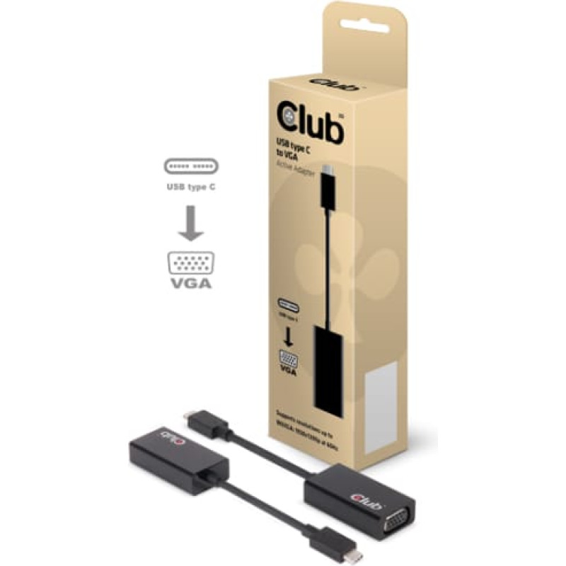 Club 3D Adapter USB Club 3D USB-C - VGA Czarny  (CAC-1502)