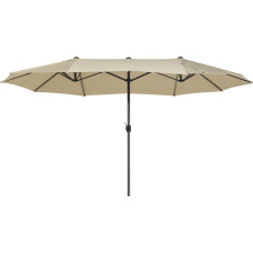 Shumee Duży parasol ogrodowy 270 x 460 cm beżowoszary SIBILLA