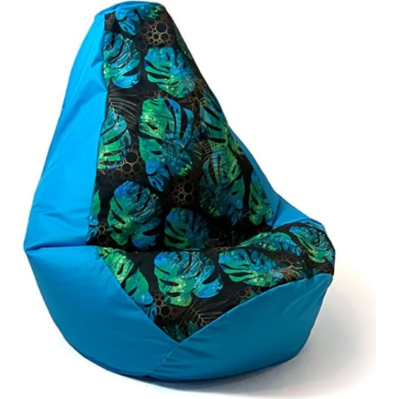 Go Gift Sako bag pouffe Pear print blue-monstera L 105 x 80 cm