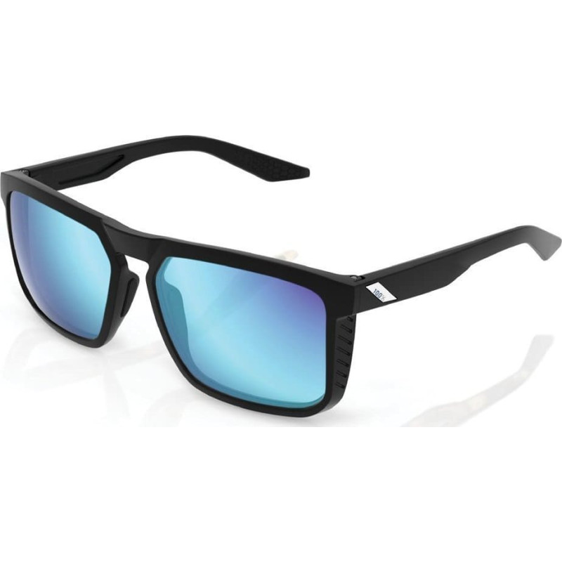 100 Bon 100% Okulary 100% RENSHAW Matte Black - HiPER Blue Multilayer Mirror Lens (Szkła Niebieskie Lustrzane Wielowarstwowe, LT 15%) (NEW)