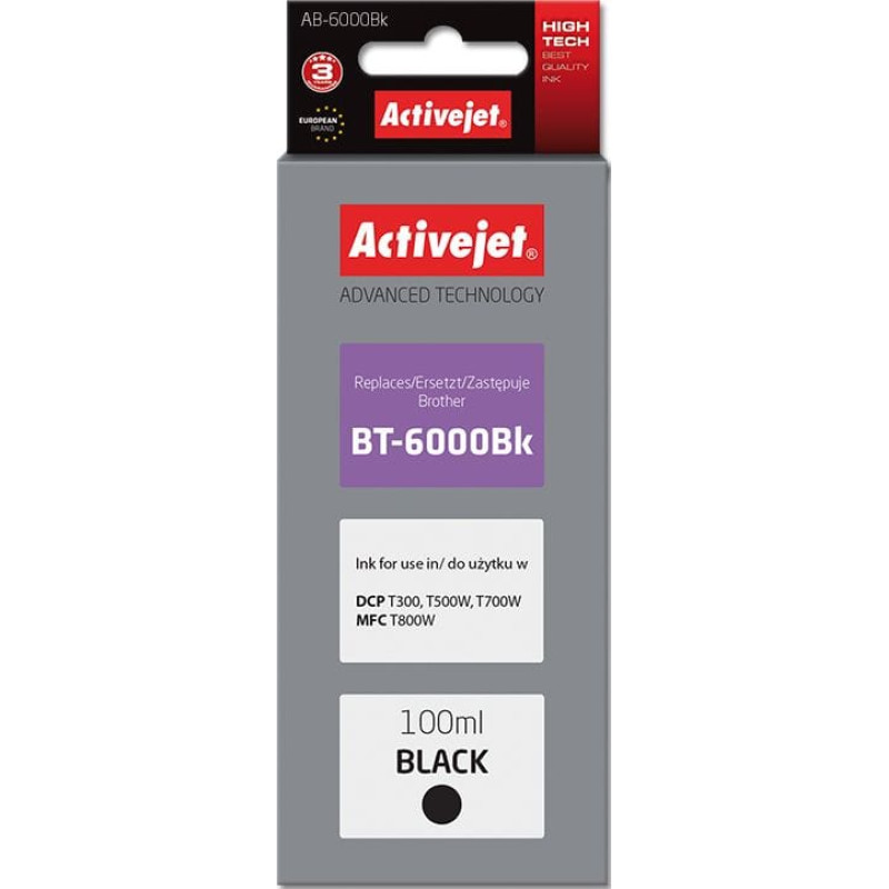 Activejet AB-6000Bk ink (replacement for Brother BT-6000BK; Supreme; 100 ml; black)