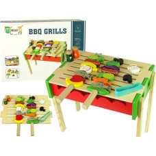 Leantoys Drewniany Grill Akcesoria Barbecue Szaszłyki Grillowanie Pieczenie