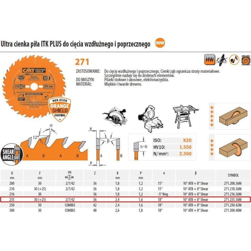 CMT 271.235.36M Piła HM D=235 F=30 Z=36N