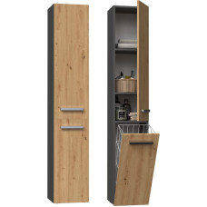 Top E Shop Topeshop NEL IV ANT/ART bathroom storage cabinet Graphite, Oak