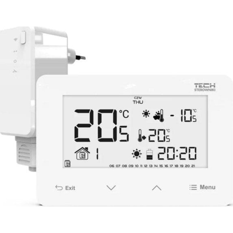 Tech Bezprzewodowy regulator pokojowy ST293V2 dwustanowy (panel przedni ze szkła) biały