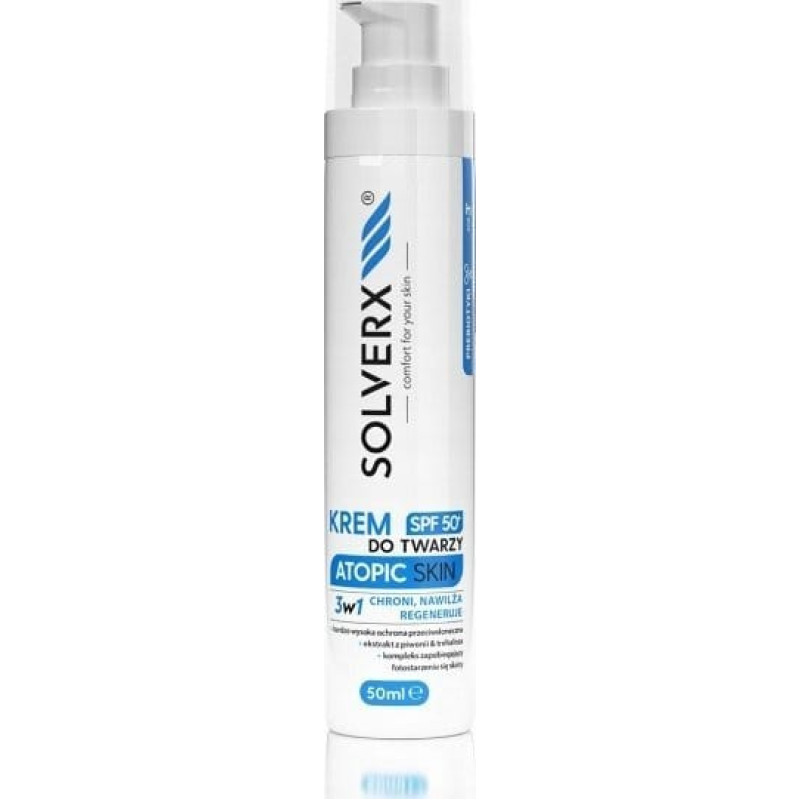 Solverx SOLVERX Atopic Skin Krem do twarzy 3w1 z SPF50+ - skóra atopowa 50ml