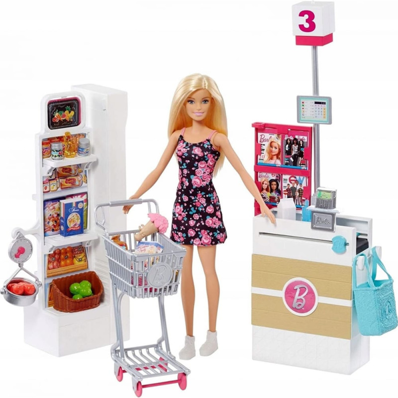 Mattel Lalka Barbie Mattel - Zestaw supermarket (FRP01)