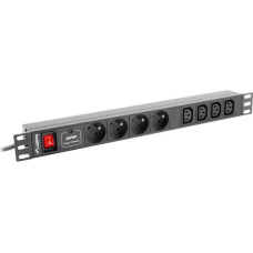 Lanberg PDU-04E04I-0200-BK power distribution unit (PDU) 1U Black 4 AC outlet(s)