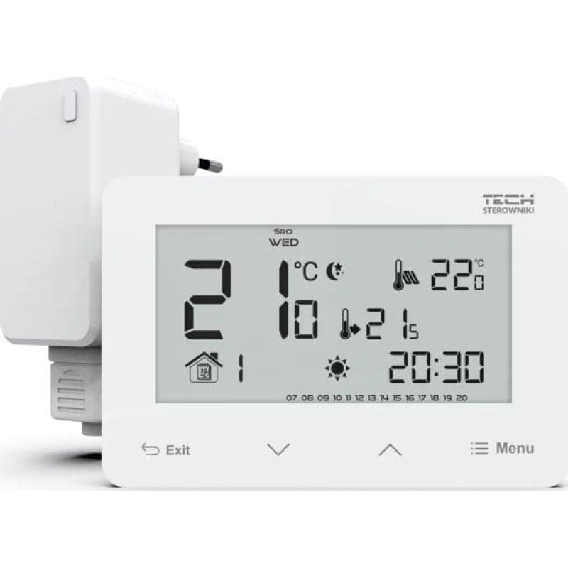 Tech Bezprzewodowy regulator ST-293z v2 biały, pokojowy dwustanowy (panel przedni ze szkła)