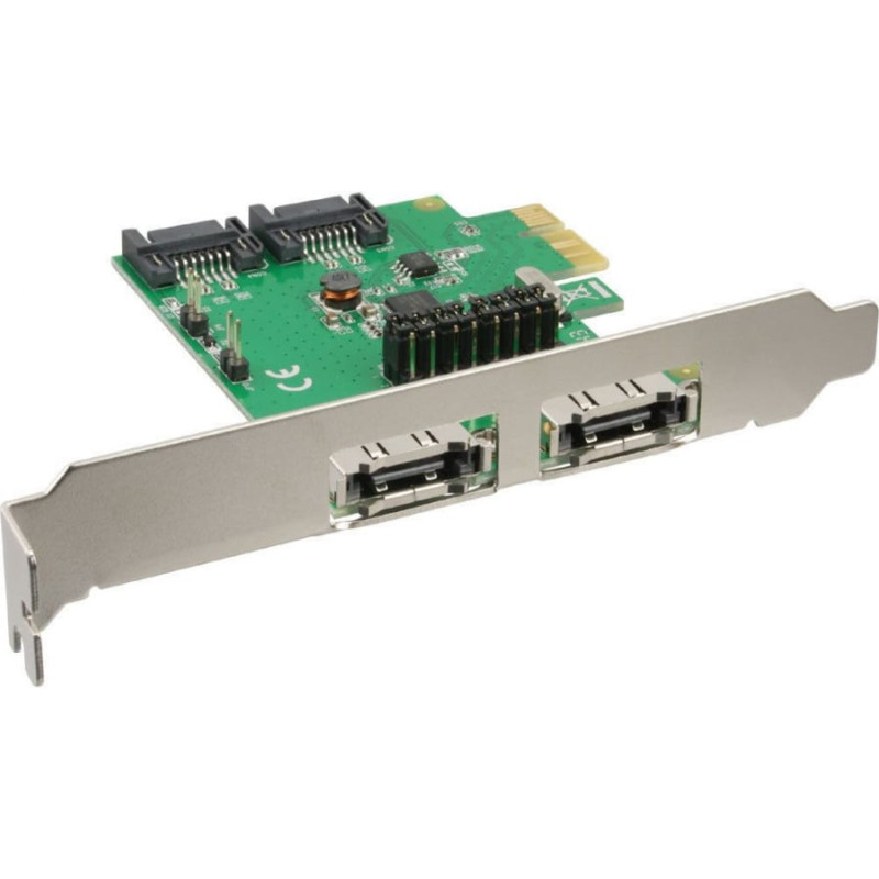 Inline Kontroler InLine PCIe 2.0 x1 - 2x SATA III + 2x eSATA (76696B)