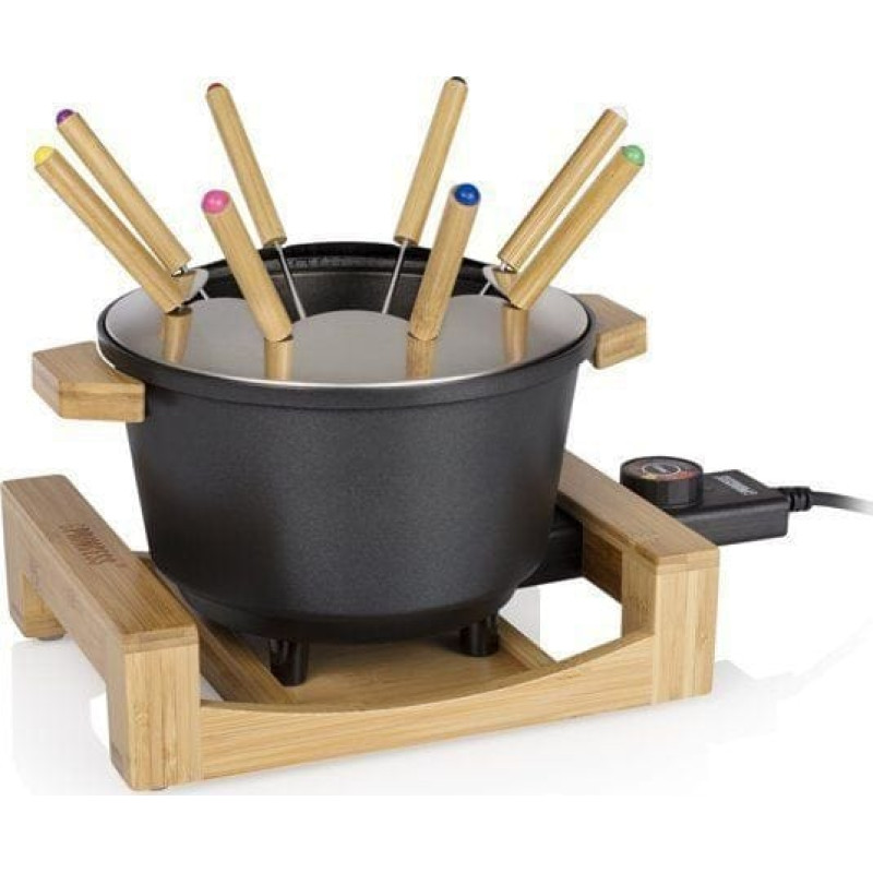 Princess Princess 173025 Fondue, Power 800 W, Capacity 1.5 L, 8 forks, Bamboo, Black