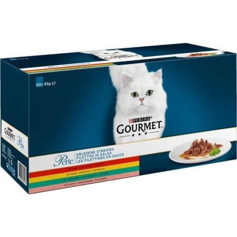 Gourmet Gourmet Perle kurczak wołowina, królik łosoś 60x85g