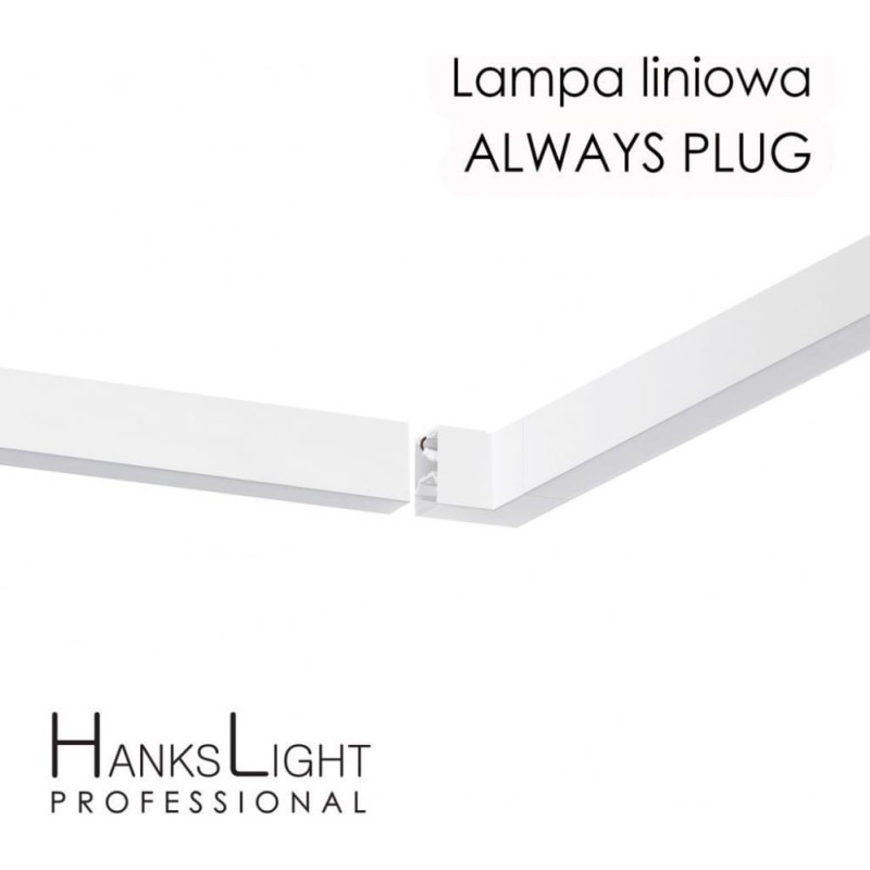 Hankslight Lampa sufitowa HanksLight Lampa LED HanksLight,white,liniowa,alu,zwiesz,wtyczka-opcja łączenia,1200mm,down36W,4000K