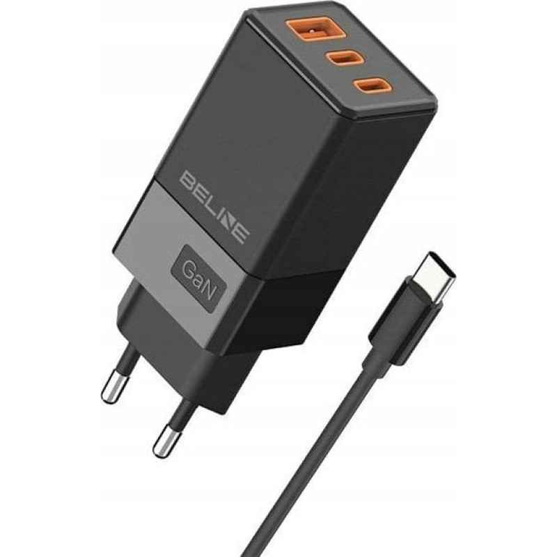 Beline Ładowarka Beline Ładowarka sieciowa 65W GaN 2xUSB-C + USB-A +Kabel USB-C Czarna