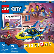 Lego 60355 City Detektivmissionen der Wasserpolizei (Interaktives Abenteuer-Spielset mit Boot und 4 Minifiguren)