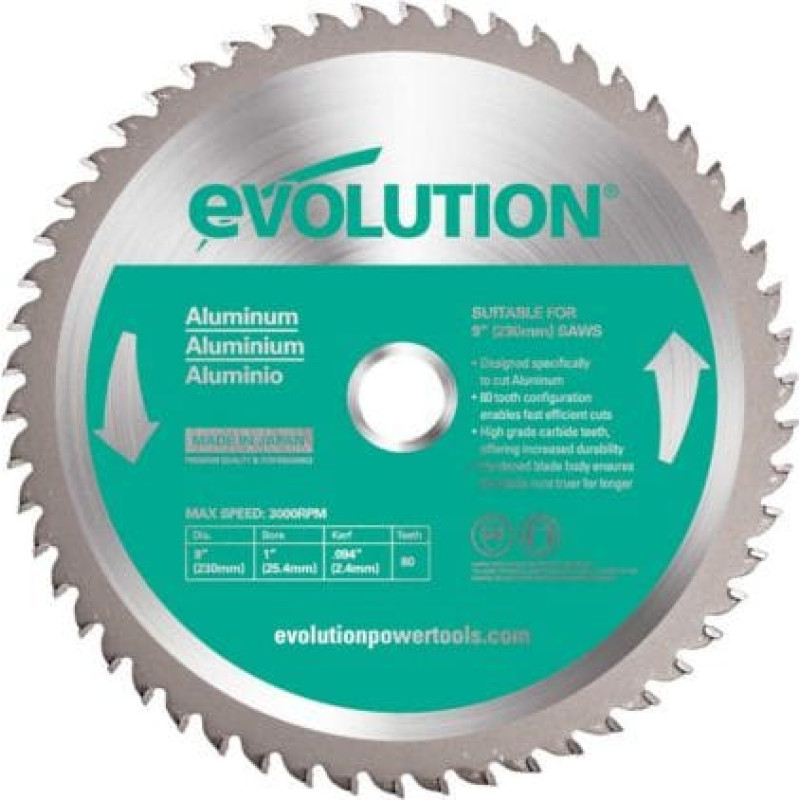 Evolution Piła widiowa TCT do cięcia aluminium 230mm 80z (EVO-230-80-A)