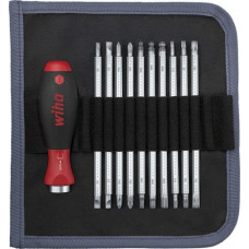 Wiha Schraubendreher mit Wechselklingen-Set SYSTEM 6 (schwarz/rot, 12-teilig, mit Rolltasche)