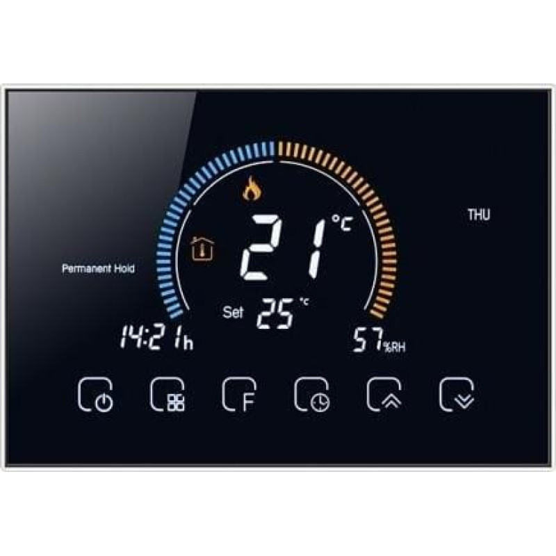 Renov8 Smart Wi-Fi Thermostat with color LCD for water floor heating - compatible 86x86 and round 60mm box