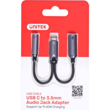 Unitek ADAPTER USB-C - MINIJACK 3.5MM,USB-C 60W