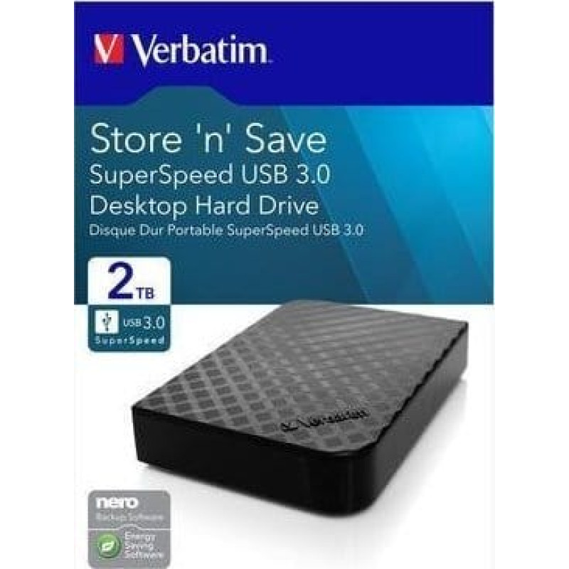 Verbatim Dysk zewnętrzny HDD Verbatim Dysk zewnętrzny Verbatim 2TB 3.5