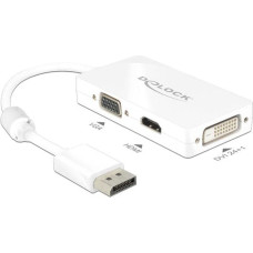 Delock Adapter AV Delock DisplayPort - HDMI - D-Sub (VGA) - DVI-D biały (62655)