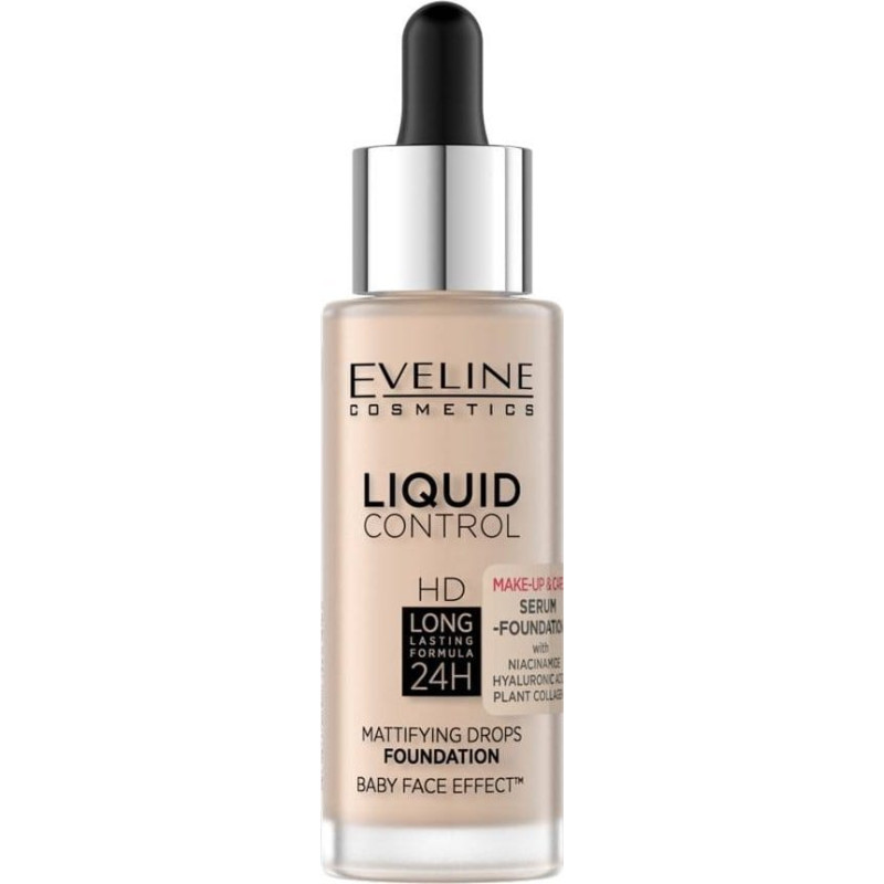 Eveline Eveline Liquid Control HD Podkład do twarzy z dropperem nr 002 Soft Porcelain 32ml