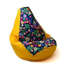 Go Gift Sako bag pouffe Pear print yellow-flower XXL 140 x 100 cm