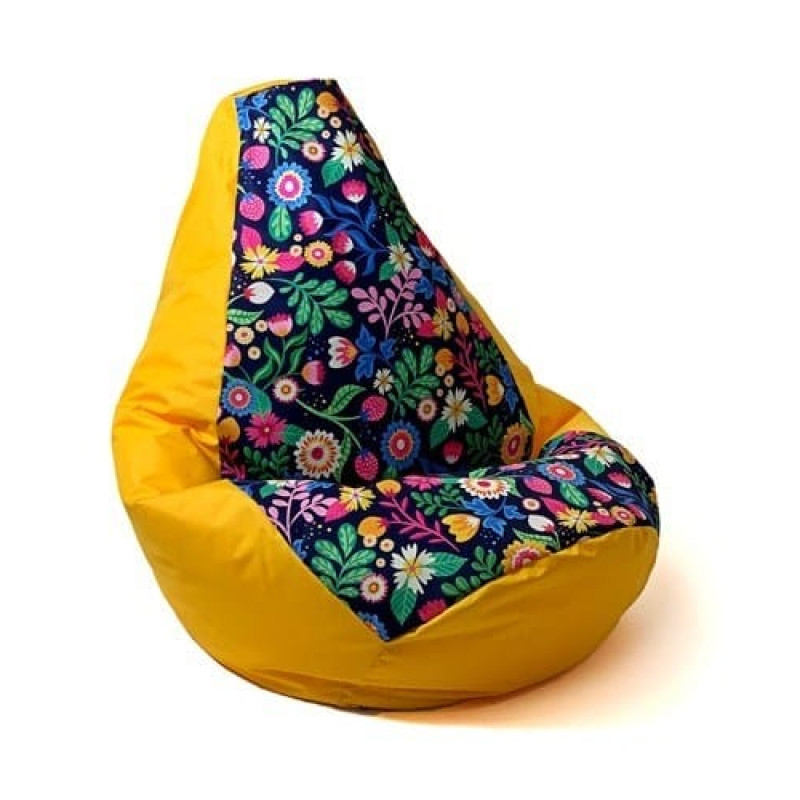 Go Gift Sako bag pouffe Pear print yellow-flower XXL 140 x 100 cm