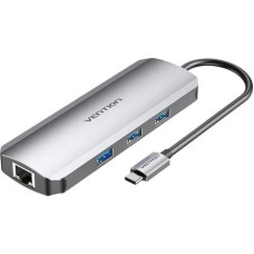 Vention Stacja/replikator Vention Stacja dokująca z USB-C do HDMI, 3x USB3.0, RJ45, SD, TF, PD 0,15m Vention TOKHB (szary)