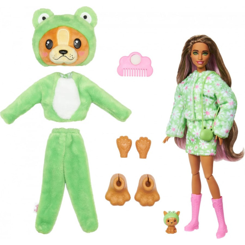 Mattel Lalka Barbie Mattel Cutie Reveal Piesek-Żaba Seria Kostiumy Zwierzaczki HRK24