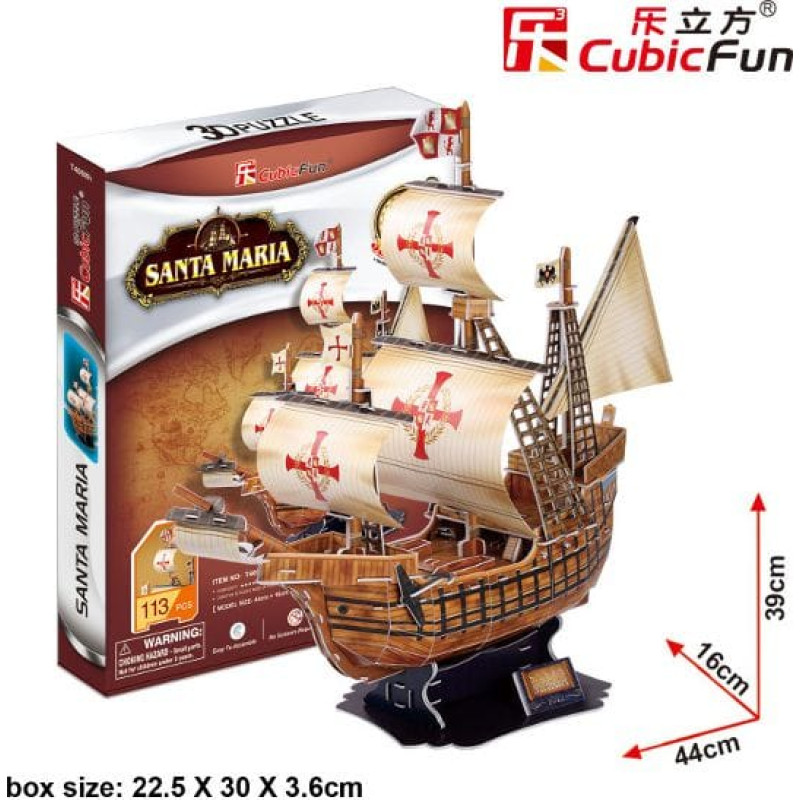 Cubicfun PUZZLE 3D Żaglowiec Santa Maria - T4008H