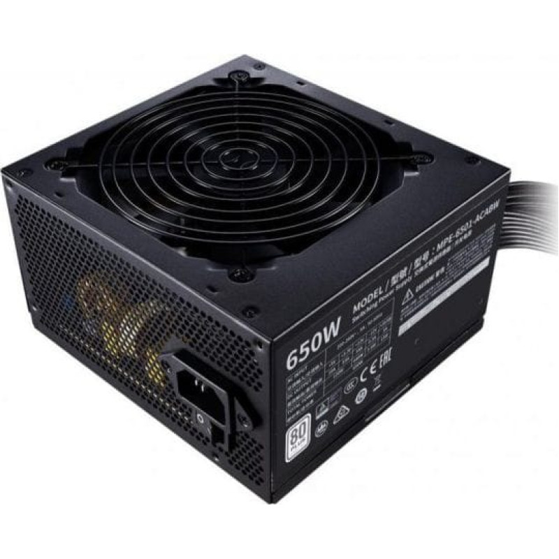 Cooler Master Zasilacz COOLER MASTER 650 Watts Efficiency 80 PLUS PFC Active MTBF 100000 hours MPE-6501-ACABW-EU