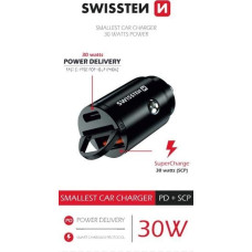 Swissten Ładowarka Swissten Swissten USB-A 3.0 USB-C PD 30W czarna