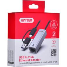 Unitek ADAPTER USB-A/C - RJ45 2.5G ETHERNET (M/F)