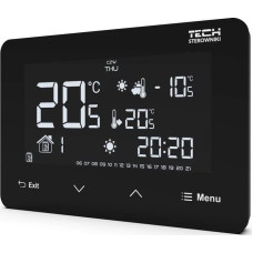 Tech Przewodowy regulator ST-293z v3 czarny, pokojowy dwustanowy zasilany 230V szklany podtynkowy