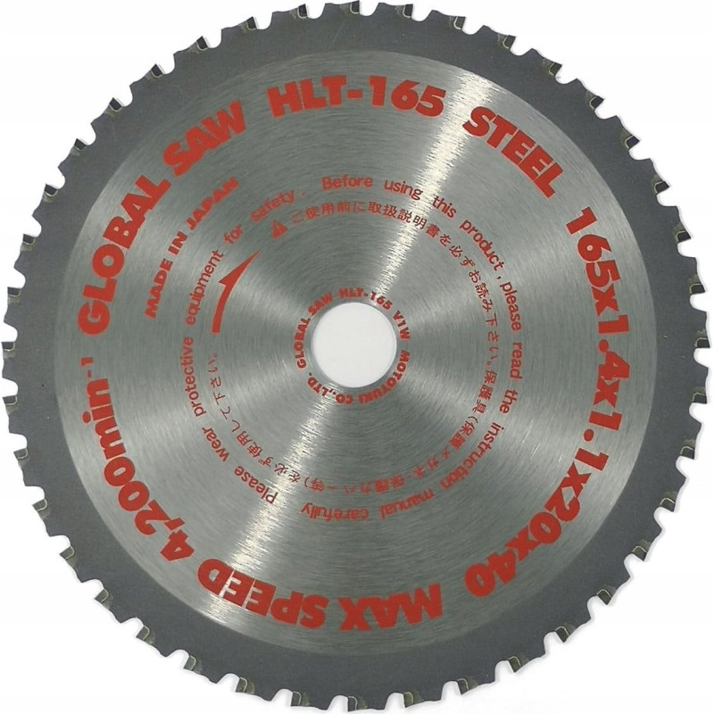 Global Piła tarczowa do cięcia stali GLOBAL SAW 165 x 1,4/1,1 x 20mm / 40z CERMET