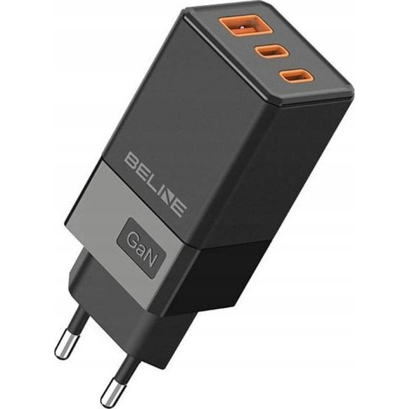 Beline Ładowarka Beline Ładowarka sieciowa 65W GaN 2xUSB-C+USB-A bez kabla Czarna