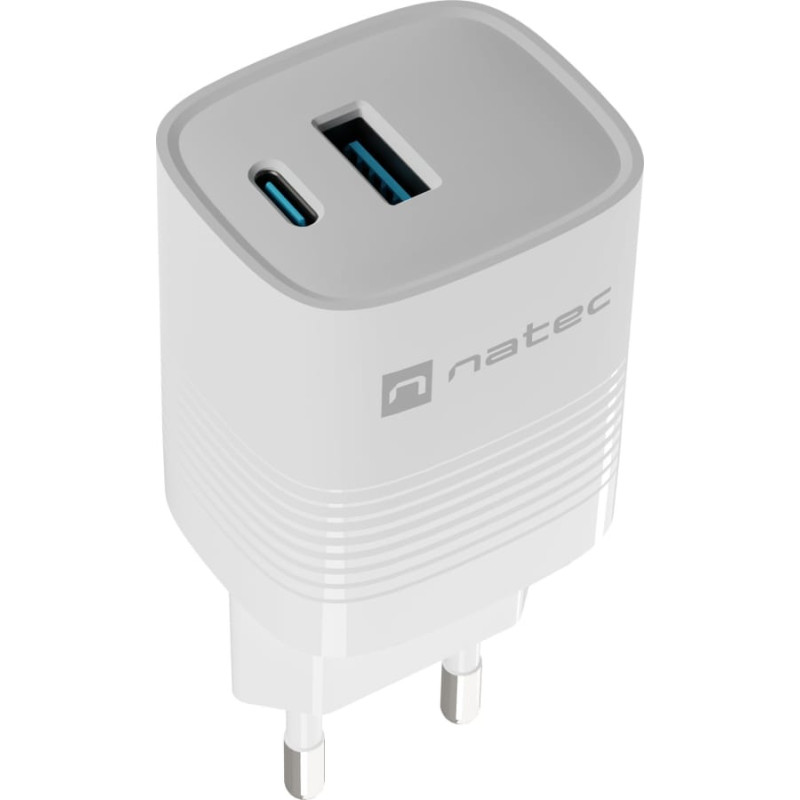 Natec Ładowarka Natec ŁADOWARKA SIECIOWA NATEC RIBERA GAN 1X USB-A + 1X USB-C 30W BIAŁA