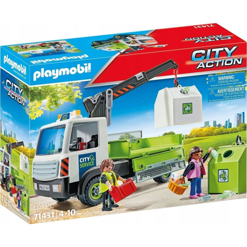 Playmobil Zestaw z figurkami City Action 71431 Samochód ciężarowy z kontenerami na szkło