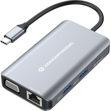 Conceptronic Adapter AV Conceptronic CONCEPTRONIC Dock USB-C->HDMI,VGA,GbE,3xUSB3.0,100WPD0.25mgr